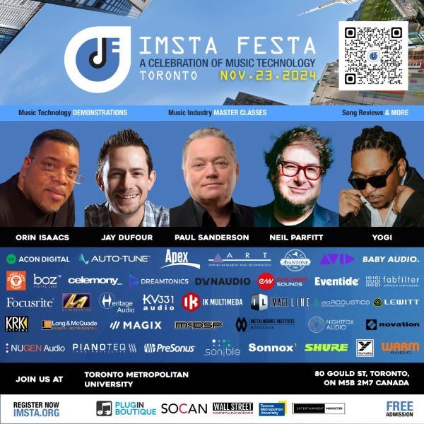 38 Music Technology Companies, 25 Master Classes and Workshops, Song Reviews, Yogi The Producer and more at  IMSTA FESTA Toronto 2024